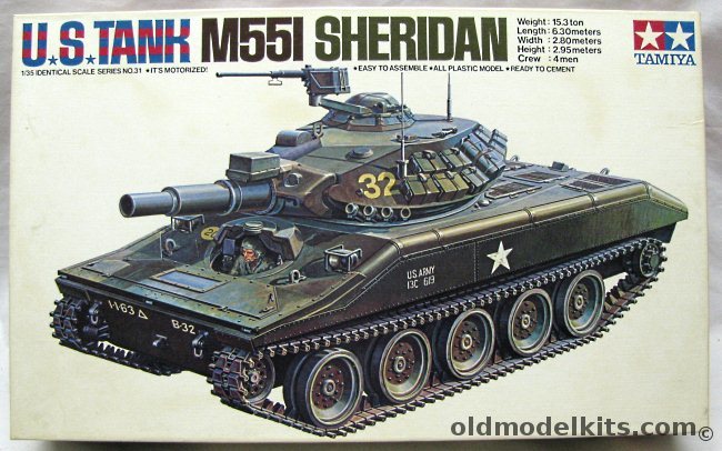 Tamiya 1/35 US Tank M551 Sheridan - Motorized, MT131-598 plastic model kit